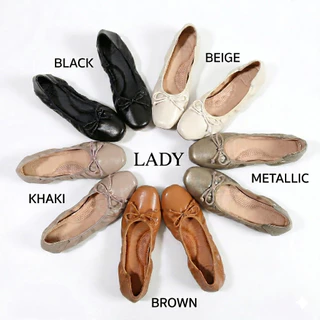 รองเท้าคัทชู รุ่น Lady รองเท้าทรงบัลเล่ต์ พื้นหนา 2 ชั้น นิ่มมาก พับได้ เท้าอวบเพิ่มไซส์ (คัชชู)