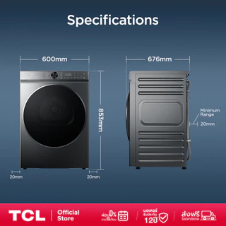 [ใหม่] TCL DRYER 10Kg รุ่น WT10XCDYG สีเทา Eco-Heat Pump ถังขนาดใหญ่580มม เชื่อม WiFi ลดรอยยับ ตรวจจับความชื่น