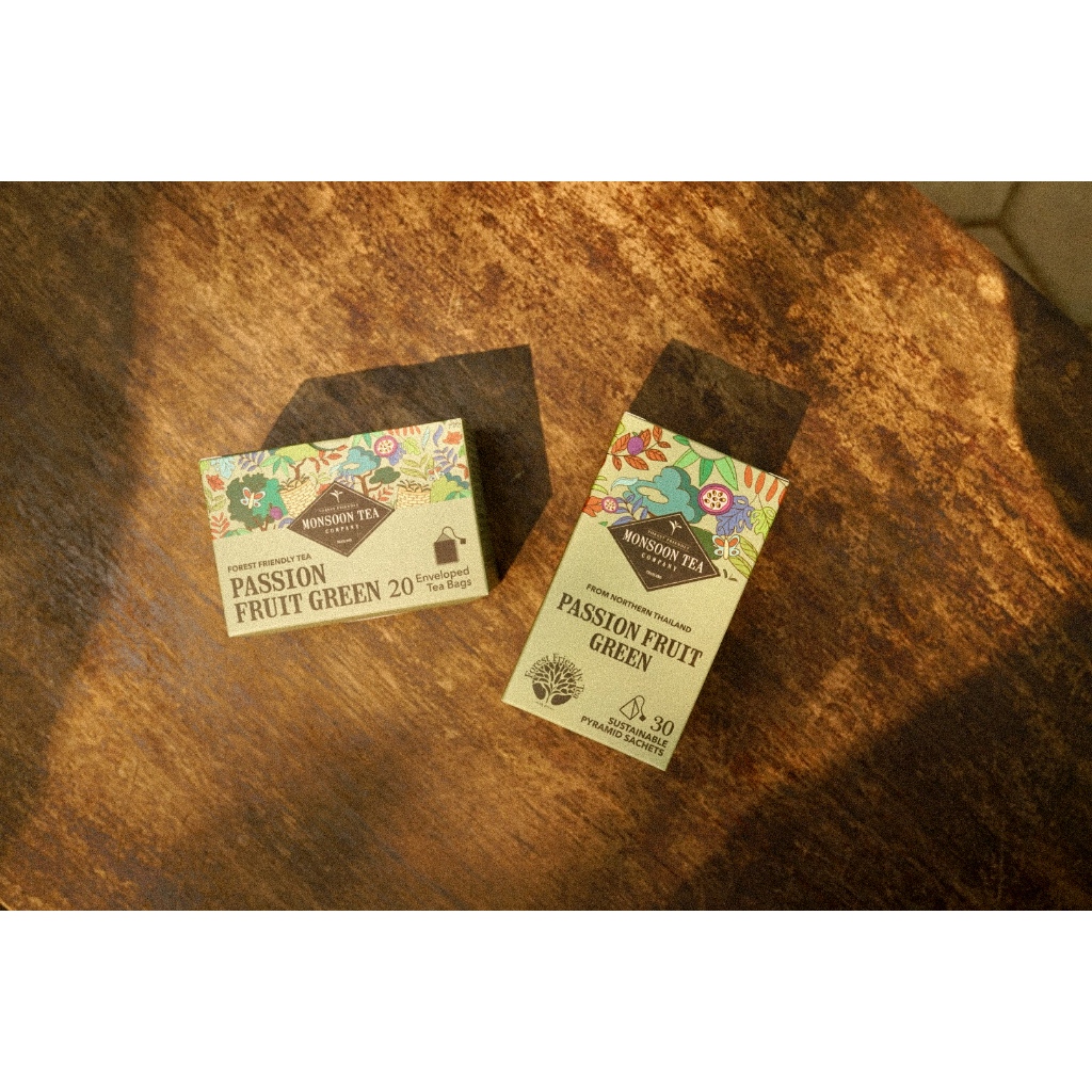 Passion Fruit Green Tea Bags ชาเขียวกลิ่นเสาวรส ในรูปแบบซองและถุงชา