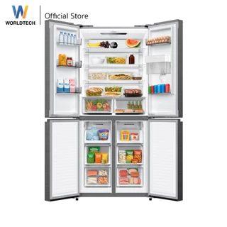 Wordltech ตู้เย็น 4 ประตู Multi-Door 14.7 คิว 415 ลิตร ระบบ Inverter เงียบ ประหยัดไฟ รุ่น WT-MRF-431W