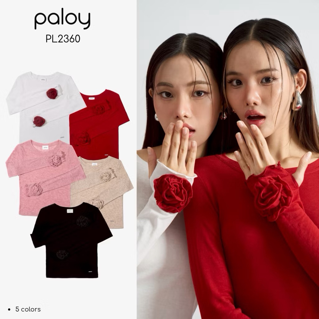 Paloy Camellia Top เสื้อยืดแขนยาวตัวดัง พร้อมส่ง