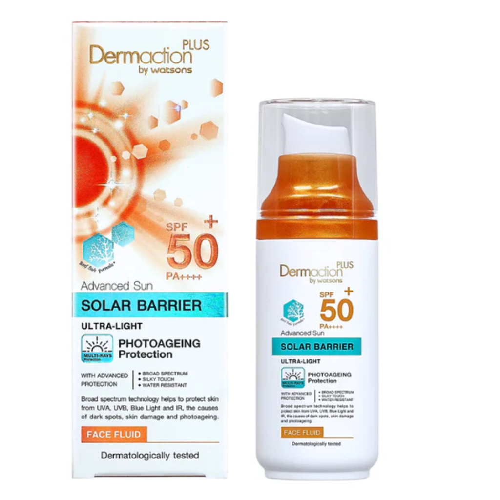 Dermaction Advanced Sun Solar Barrier Face Fluid SPF50+ PA++++  50mL เดอมาแอคชันพลัส กันแดด วัตสัน
