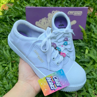 💦พร้อมส่ง💦CHAPPY ลิขสิทธ์แท้ รองเท้าผ้าใบนักเรียนหญิง รุ่น CB-008 Care Bears หมีแคร์แบร์ มี 31-42 ผ้าใบสีขาวพื้นม่วง