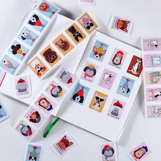 [พร้อมส่ง🇹🇭] สติ๊กเกอร์ลายแสตมป์รูปน้องหมา (ม้วน 200 ดวง) มีให้เลือก 5 แบบ
