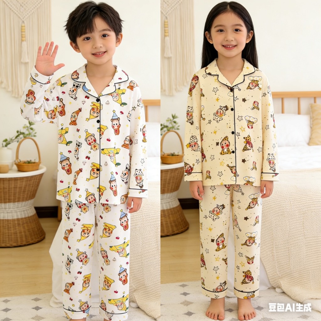 YY214 ชุดนอนเด็กผู้หญิง/ผู้ชาย ลายน่ารัก ใส่นอนสบายทั้งคืน