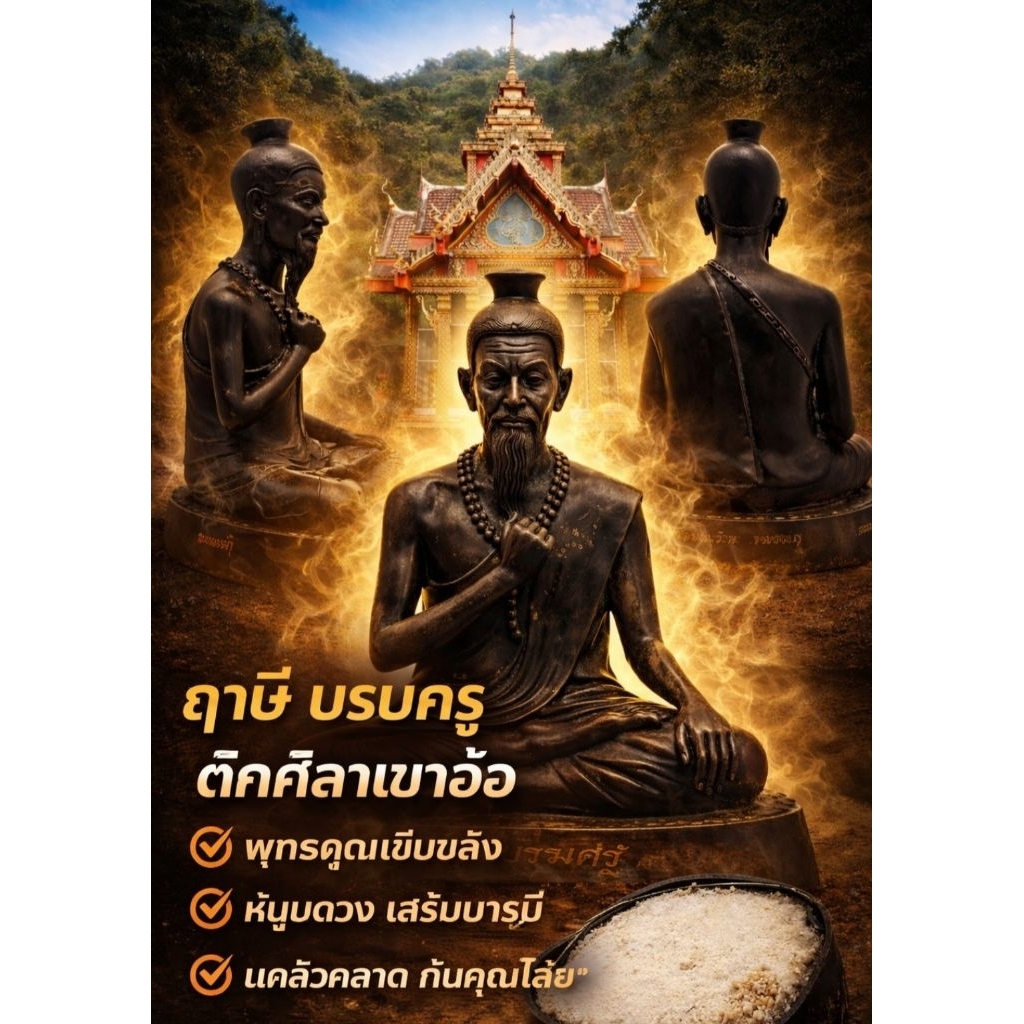 ฤาษีบรมครูเขาอ้อปี2557วัดเขาอัอหน้าตัก5นิ้วของแท้100%