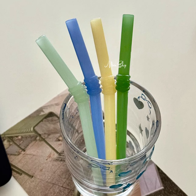หลอดแก้ว หลอดมัทฉะ หลอดแก้วสั้น 15ซม. 1ชุด4ชิ้น