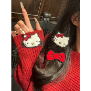 พร้อมส่ง!🇹🇭 ราคา/เซ็ต Kitty Soft Patch Clip แผ่นแปะผมตีนตุ๊กแก ลายคิตตี้&โบว์ วัสดุผ้านุ่มน่ารัก ติดแน่น ไม่เจ็บไม่กินผม