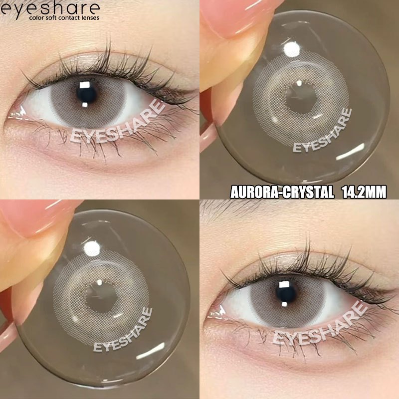 {COD}-AURORA/OCEAN คริสตัลคอนแทคเลนส์ 1 คู่ 14.2 มม.เลนส์สีเทาขนาดเล็กรายปีใช้คอนแทคเลนส์สีจัดส่งฟรี