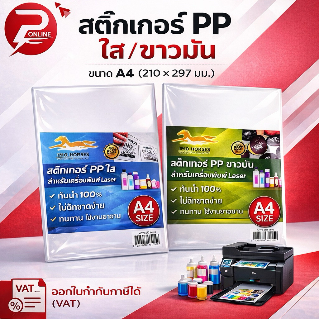 **มีส่งด่วน** สติ๊กเกอร์ PP สติ๊กเกอร์ พีพี A4 ใส พิมพ์เลเซอร์ กระดาษ A4 สติ๊กเกอร์ ป้ายสติ๊กเกอร์