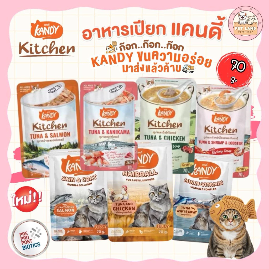 Kandy [ยกโหล 12 ซอง] อาหารเปียกแมว แคนดี้ ขนาดซองละ 70 กรัม