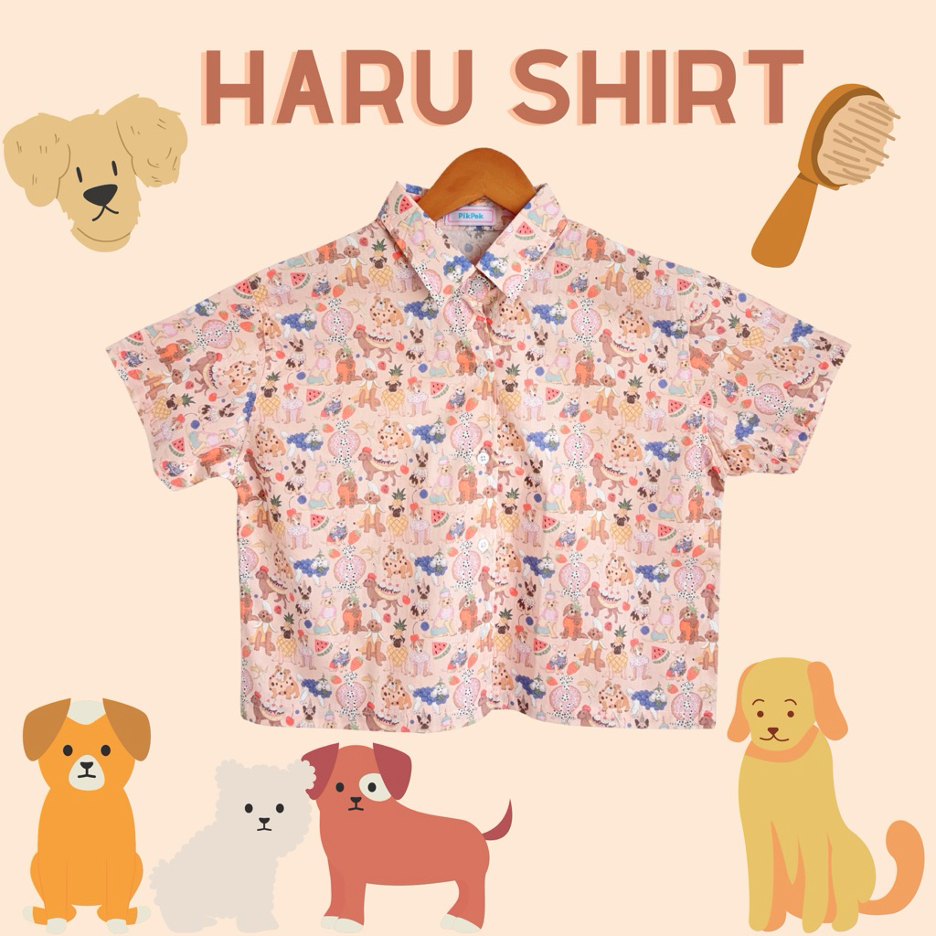 (New) Pikpok♡ HARU SHIRT 🐶 เสื้อเชิ้ตครอป ผ้าคอตตอนญี่ปุ่น นุ่ม เบา ใส่สบาย ลายน้องหมาสุดคิ้วท์