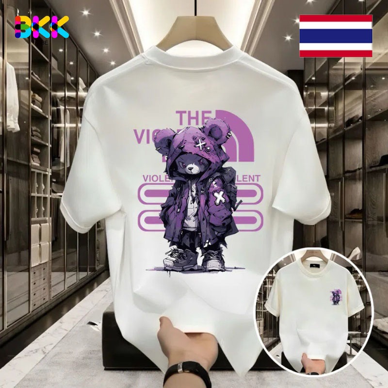 BKK Vibe เสื้อยืดผู้ชายเท่ๆ คอกลมแขนสั้น สกรีนลายหมีแฟชั่นสุดฮิต เสื้อยืดสตรีทแฟชั่นเมกาสุดเท่ เสื้อยืดผู้ชายอ้วน – โปรปัง