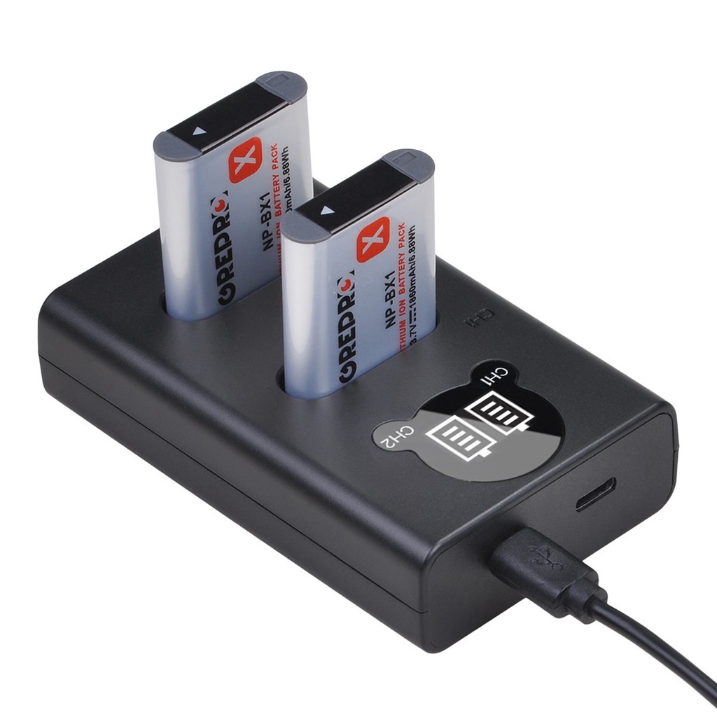 แบตเตอรี่ NP-BX1และเครื่องชาร์จ Type-C สำหรับ ZV-1 Sony,ZV-1F, DSC-HX95, HX99,HX80 VII, DSC-WX700, H