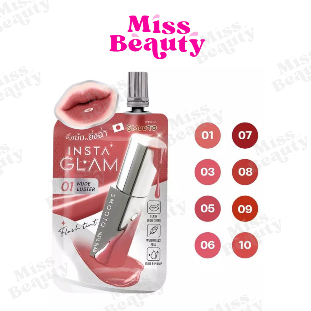 (ซอง) Smooto Instaglam Flash Tint สมูทโตะ อินสตาแกลม แฟลช ทินท์ ลิปทินท์ปากฉ่ำวาว 2 กรัม