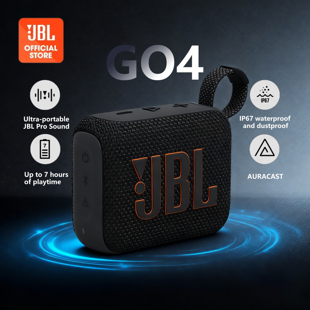 JBL GO 4 Portable Bluetooth Speaker - IP67 Waterproof, Mini Design, 10H Battery & Durable Build | Pe