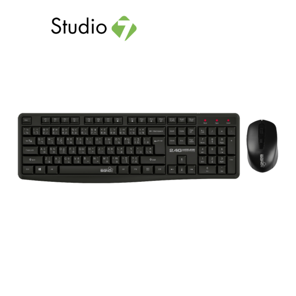 เมาส์และคีย์บอร์ด SIGNO Wireless Mouse + Keyboard KW-760+WM-106 Black (TH/EN) by Studio7