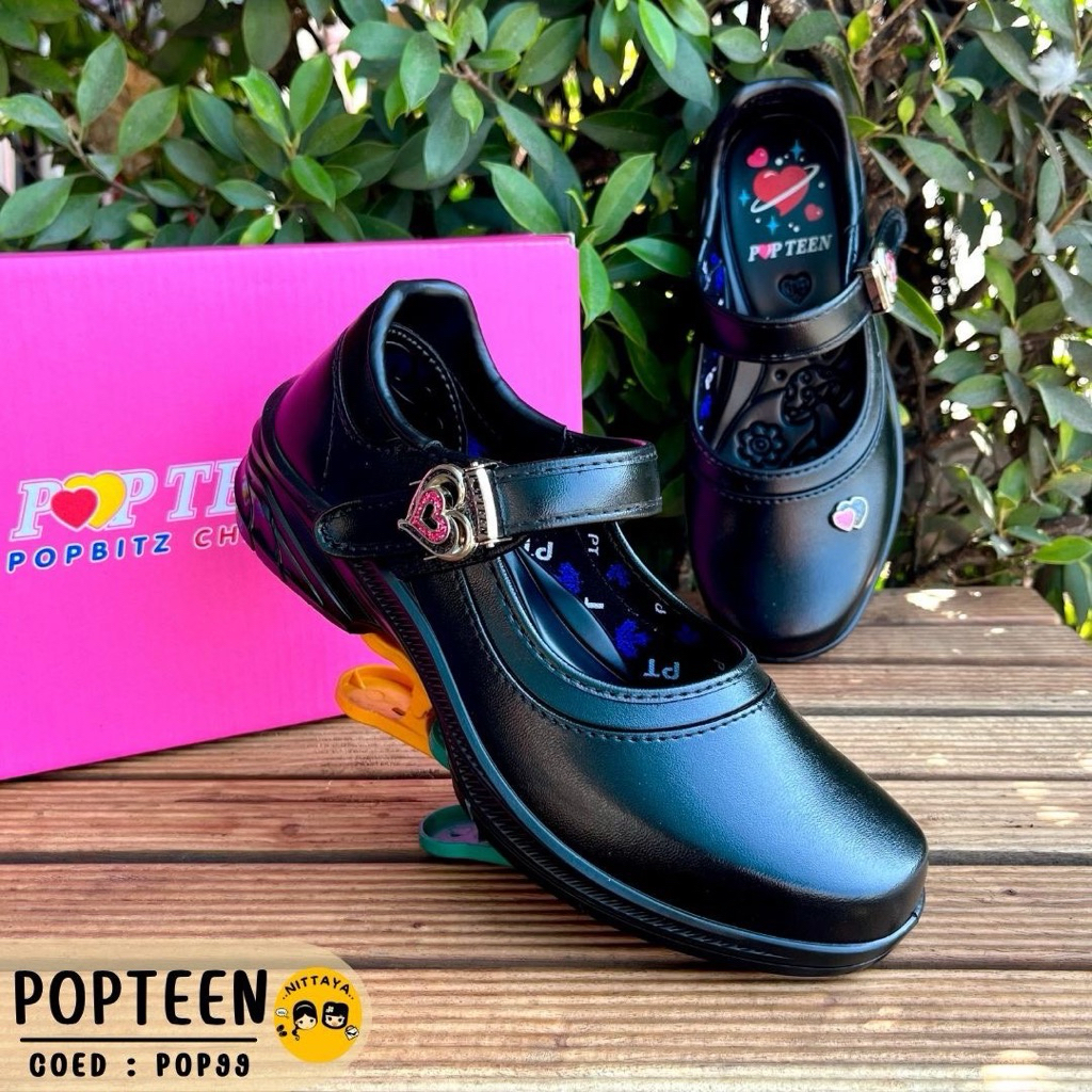 POPTEEN รองเท้านักเรียนหญิงสีดำ รุ่น POP99