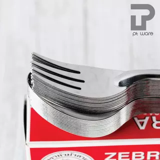 Zebra ช้อนส้อม ช้อนส้อม หัวม้าลาย ลายหยดน้ำ ความหนา 1.0 มม. 12 คู่