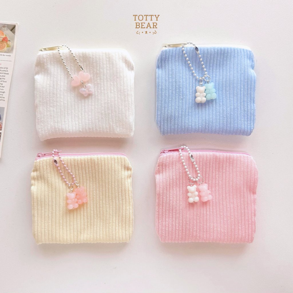 🌷 𝐅𝐥𝐮𝐟𝐟𝐲 𝐩𝐨𝐮𝐜𝐡 🍊 ʕ•ᴥ•ʔ กระเป๋าลูกฟูก ใส่เหรียญ สตางค์ แบงค์ได้ มีถึง 12 สีน่ารัก