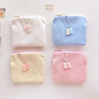 🌷 𝐅𝐥𝐮𝐟𝐟𝐲 𝐩𝐨𝐮𝐜𝐡 🍊 ʕ•ᴥ•ʔ กระเป๋าลูกฟูก ใส่เหรียญ สตางค์ แบงค์ได้ มีถึง 12 สีน่ารัก