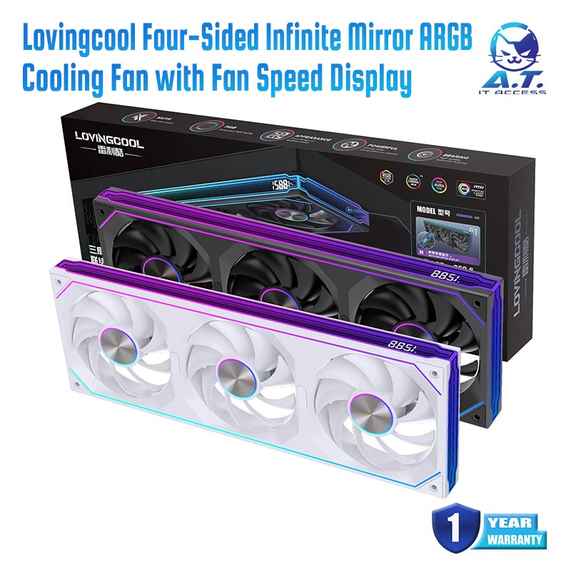 LOVINGCOOL Coherent Pro-360/240/120 ARGB Speed ​​digital display PC fan cooling Four-Sided Infinite Mirror