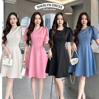 SHERLYN DRESS  เดรสออกงานโบว์ข้าง กระโปรงชายบาน ป้าย VERA