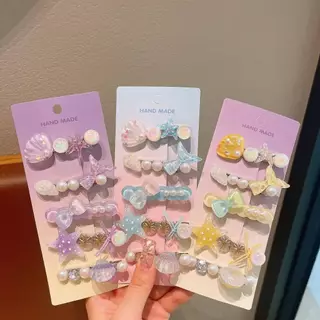 LUCKYROSE กิ๊บติดผม แนวทะเล สไตล์การ์ตูนน่ารัก ดาวทะเล เปลือกหอย ไข่มุก สำหรับจัดแต่งหน้าม้าเด็กสาว