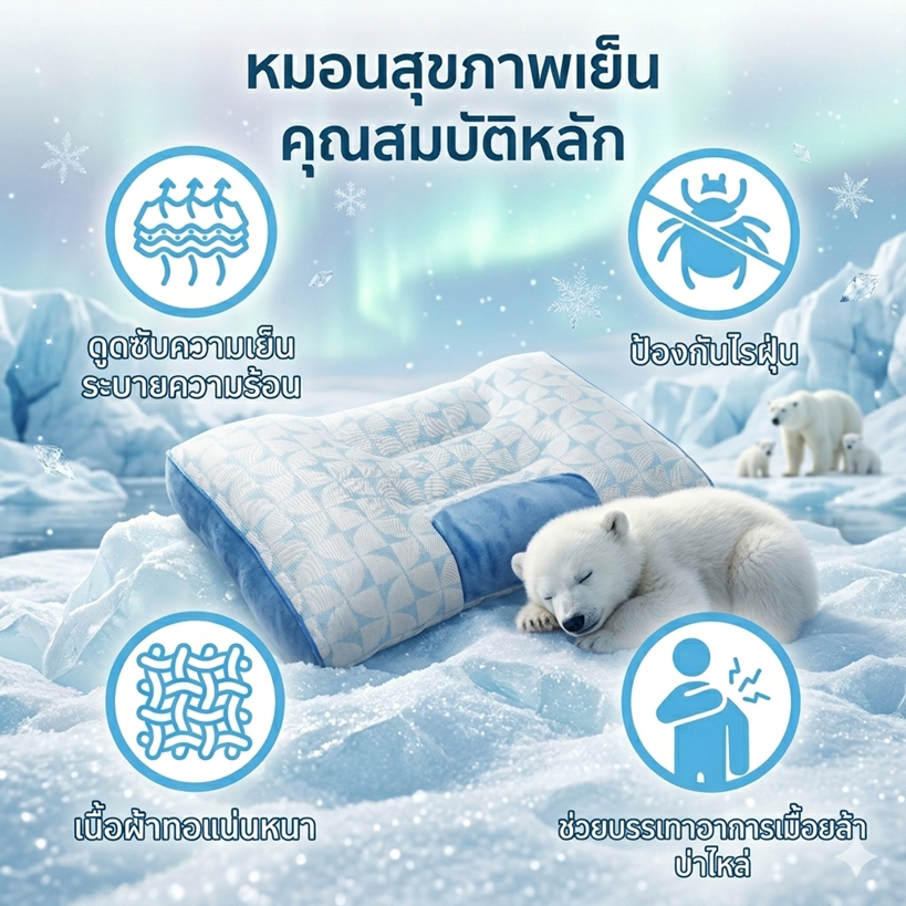 MIDORI Home ICE PILLOW หมอนสุขภาพเย็น 40x70 ซม (เย็นทั้ง 2 ด้าน) รูปที่ 2