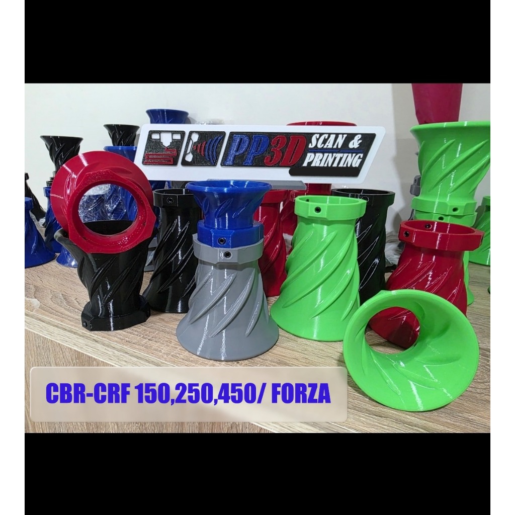 ปากแตร 3DPrint(วัสดุ PETG) CBR150-250/CRF250-450/FORZA350 เกลียว ,หนา สกรูยึด 3จุด แข็งแรงทนความร้อน