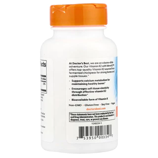 Doctor's Best, Natural Vitamin K2 MK-7 with MenaQ7, 100 mcg, 60 Veggie Caps