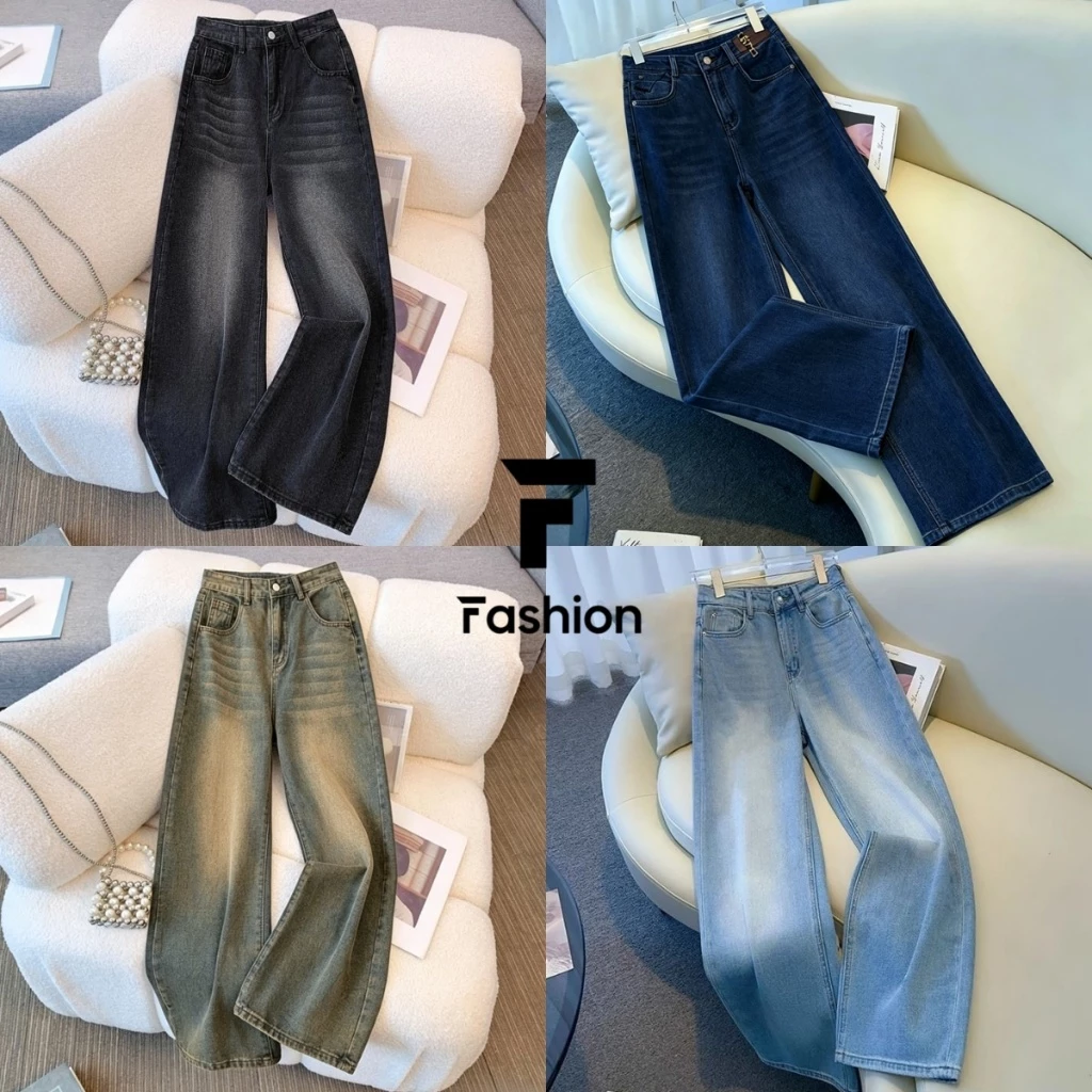 สุดคุ้ม! กางเกงยีนส์เอวสูง ทรงกระบอกใหญ่ Unisex ใส่ได้ทั้งชายหญิง ลุคเกาหลีสไตล์LISA สายเปรี้ยว แมทง่าย เนื้อผ้าไม่อึดอั