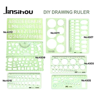 Jinsihou ไม้บรรทัดเพลท (Drawing Templates) แบบวงกลม (Circle), วงรี (Oval), และเทมเพลตสำหรับเขียนแปลน