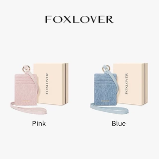 FOXLOVERกระเป๋าบัตรหญิง ผ้ายีนส์เก๋ แบบมีสายคล้อง หลายชั้น ดีไซน์สวย พกพาสะดวก เลือกได้ ชมพู สีน้ำเงิน