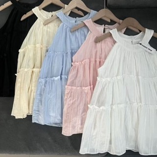 maybeshop🦋 เสื้อคอกลมเว้าไหล่แต่งชั้นระบายมีซับในป้ายwimon