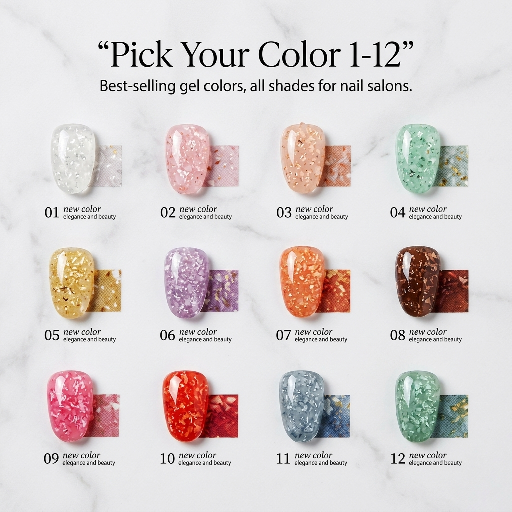 สีเจลกลิตเตอร์เปลือกหอยญี่ปุ่น & เจลลี่ไซรัป ขายแยกขวด (S3001) Japanese Shell Glitter & Jelly Syrup Gel