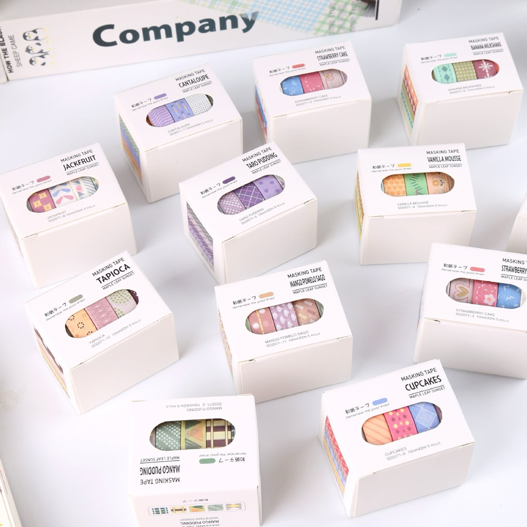 เทปวาชิ เทปสติกเกอร์ตกแต่งสมุด | โทน Sunset & Maple | สำหรับ Journal / Planner / DIY
