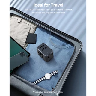 AUKEY PA-TA08 65W หัวแปลงปลั๊กไฟ 65W Universal Travel Adapter ช่อง USB-C และ USB-A รุ่น PA-TA08