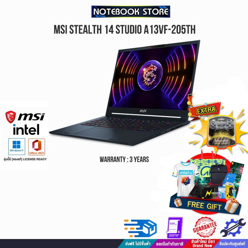 MSI STEALTH 14 STUDIO A13VF-205TH/i7-13620H/ประกัน 3 Years