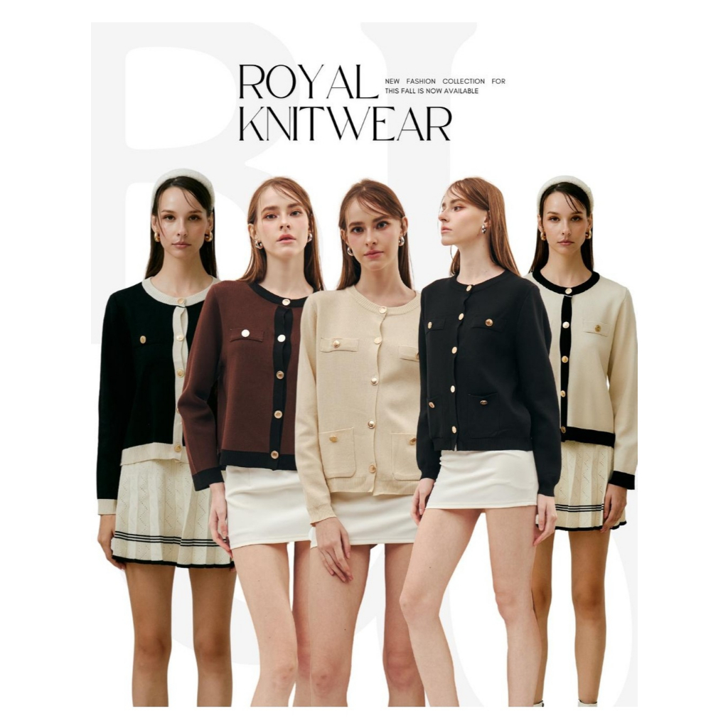 BCLS06 เสื้อคาร์ดิแกนถัก Royal Knitwear Collection กระดุมทอง