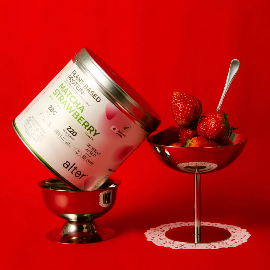 Alter Strawberry Matcha  protein โปรตีนรสมัทฉะสตอเบอรี่โปรตีนพืช โปรตีน 1 กระปุกขนาด 550กรัม thumbnail 4