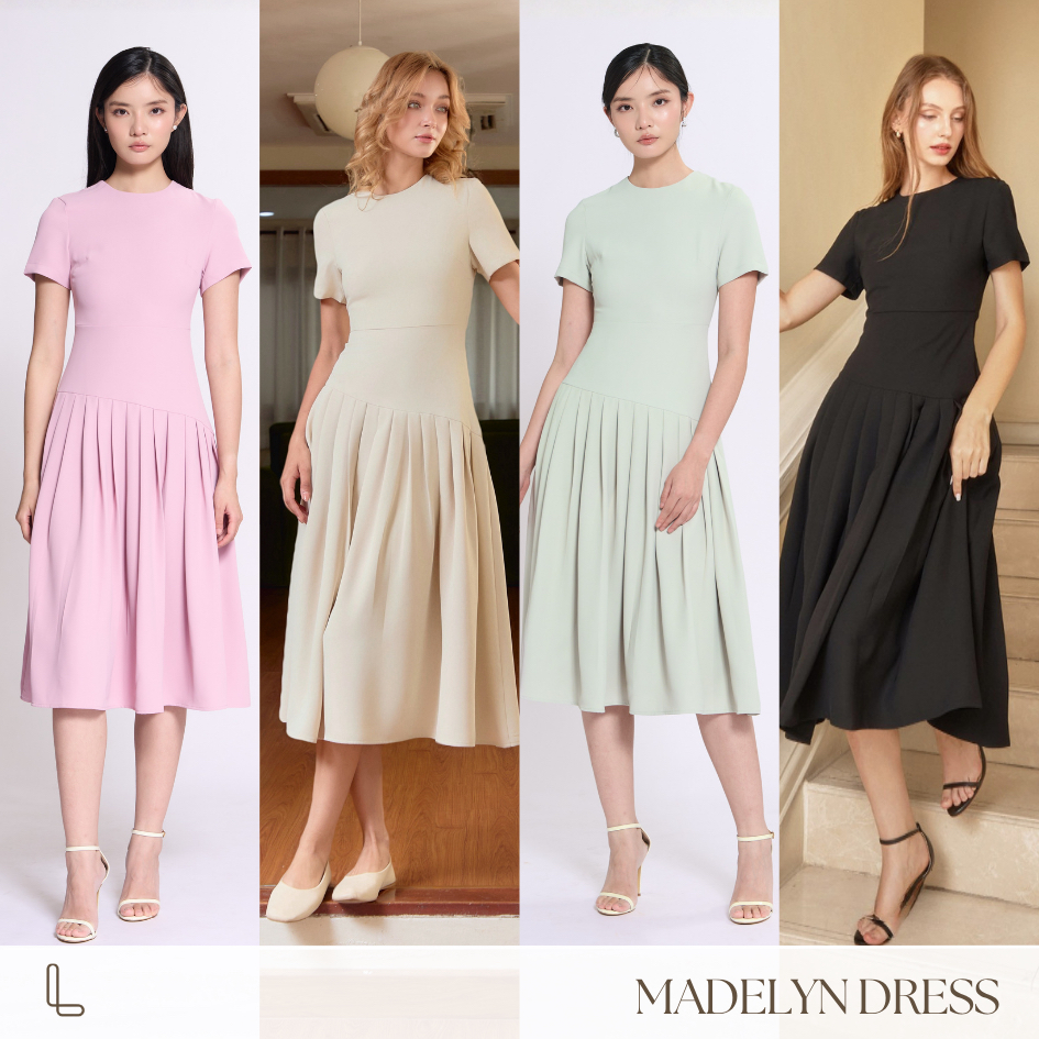 TheLoopBangkok | Madelyn  เดรสกระโปรงแชมเปญจับจีบ ทรงซิกเนเจอร์เก็บหน้าท้องช่วยให้ดูมี shape มากขึ้น