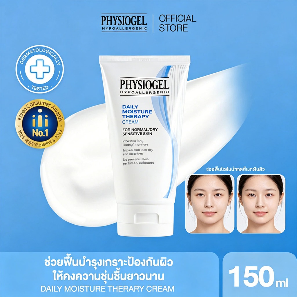 Physiogel Daily Moisture Therapy Cream 150ml ฟิสิโอเจล ครีมบำรุงผิวแห้ง บอบบางแพ้ง่าย ให้ผิวชุ่มชื้นนาน