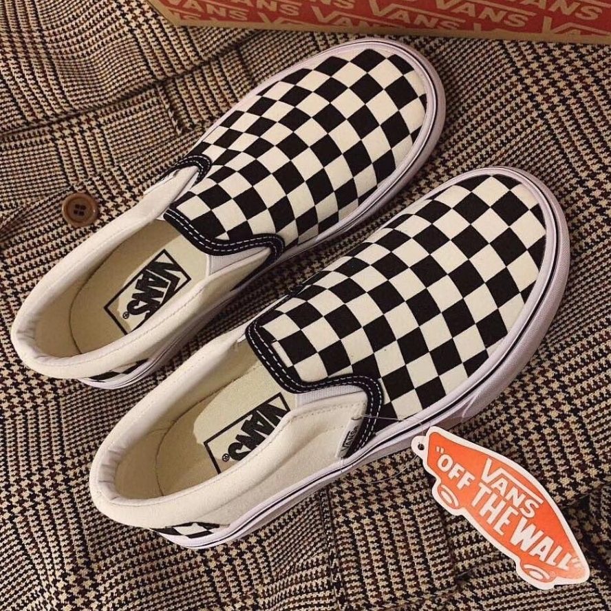รองเท้าผ้าใบ Vans Slip-On Checkerboard White ใส่สบาย ดีไซน์คลาสสิค ขนาด 35-45