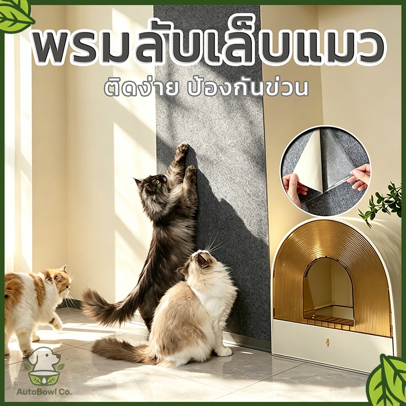 พร้อมส่ง พรมลับเล็บแมว แบบติดผนัง มีกาวในตัว กันรอยข่วนดี มี 4 ขนาดให้เลือก