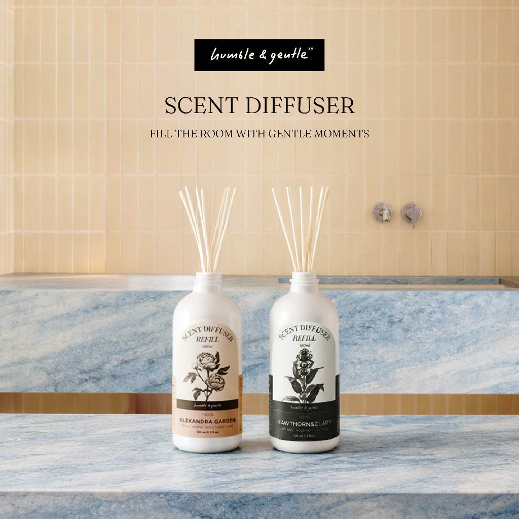 [Buy1Free1]Humble&gentle : Scent Diffuser Refill  น้ำหอมปรับอากาศขวดเติม ขนาด 100ml พร้อมก้านไฟเบอร์ 5 ก้าน