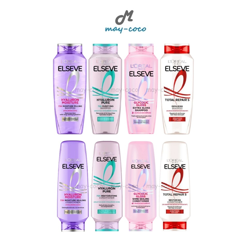 ถูก/แท้/มีไลฟ์ แชมพู ครีมนวดผม L'Oréal Loreal Paris Elseve Total Repair 5 Hyaluron Pure Glycolic Glo