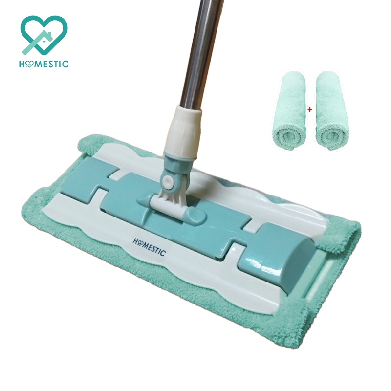 HOMESTIC ชุดไม้ถูพื้นไมโครไฟเบอร์ หมุนได้360องศา ดูดซับน้ำดีเยี่ยม พร้อมผ้าถูพื้น เปลี่ยนผ้าได้