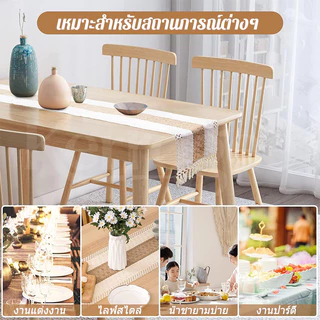💥จุดในประเทศ💥ผ้าปูโต๊ะ ผ้าฝ้าย และผ้าลินิน สไตล์โบฮีเมียน ลายเส้นสวยงามและพู่ถักทอ สําหรับตกแต่งบ้าน ร้านอาหาร J