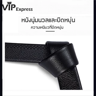 Walespolo เข็มขัดหนังวัวแท้ แบบหัวเข็มขัดอัตโนมัติสำหรับผู้ชาย สายหนังจำลอง